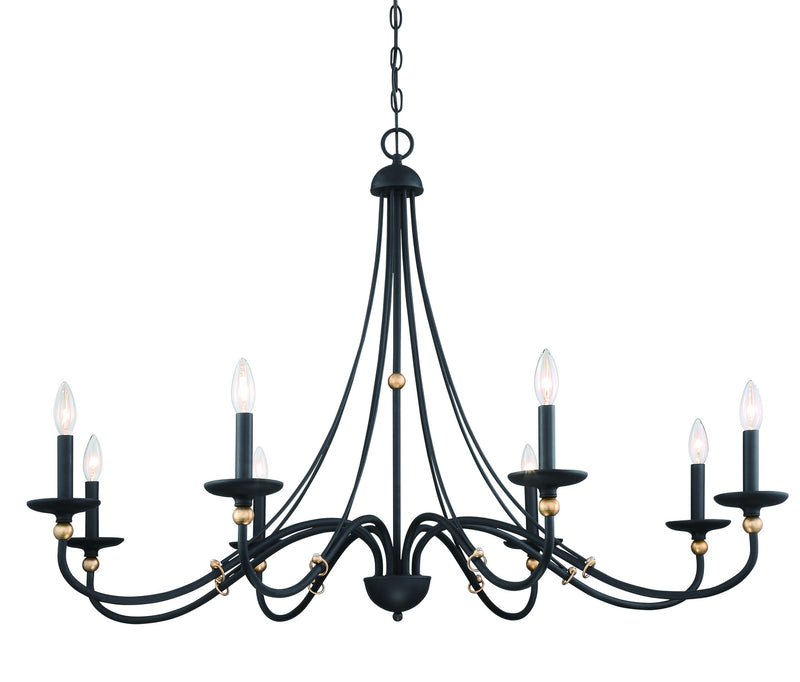 Minka-Lavery 1048-677 Eight Light Chandelier, Sand Coal With Skyline Gold Le