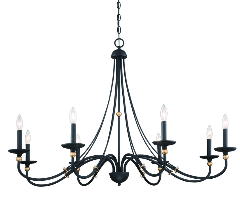 Minka-Lavery 1048-677 Eight Light Chandelier, Sand Coal With Skyline Gold Le