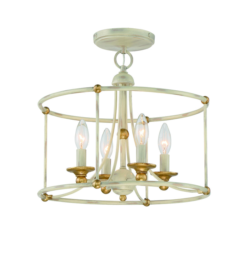 Minka-Lavery 1049-701 Four Light Semi Flush Mount, Farm House White With Gilded G