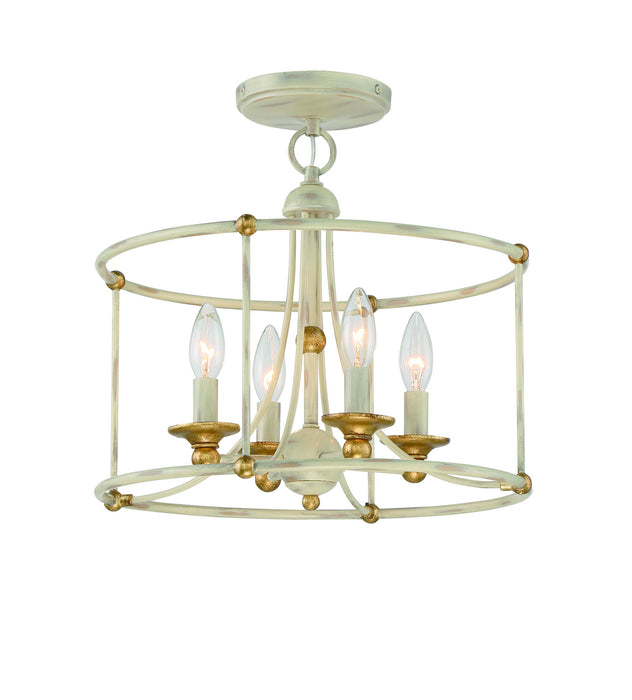 Minka-Lavery 1049-701 Four Light Semi Flush Mount, Farm House White With Gilded G