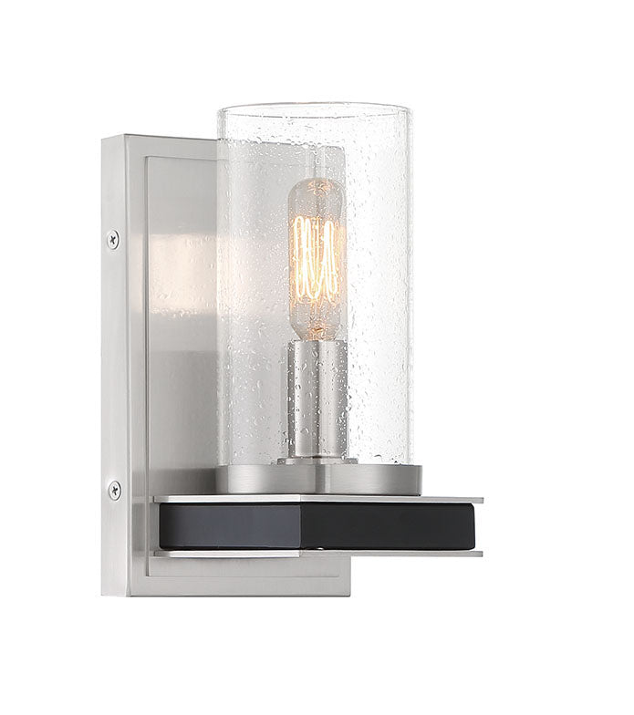 Minka-Lavery 1051-691 One Light Wall Sconce, Coal With Brushed Nickel