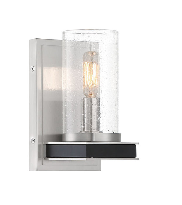 Minka-Lavery 1051-691 One Light Wall Sconce, Coal With Brushed Nickel