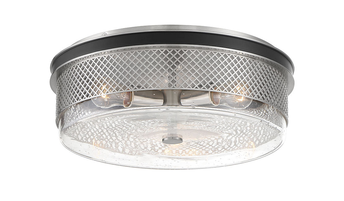 Minka-Lavery 1059-691 Three Light Flush Mount, Coal With Brushed Nickel