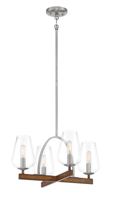 Minka-Lavery 1064-699 Four Light Convetible Chandelier / Semi Flush, Koa Wood W/ Pewter