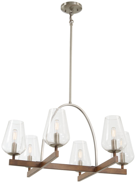Minka-Lavery 1066-699 Six Light Chandelier, Koa Wood W/ Pewter