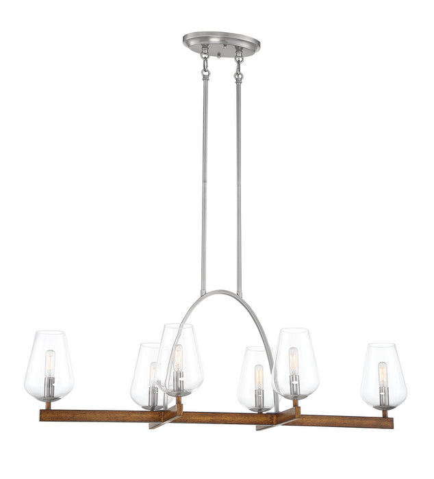 Minka-Lavery 1067-699 Six Light Island Pendant, Koa Wood W/ Pewter