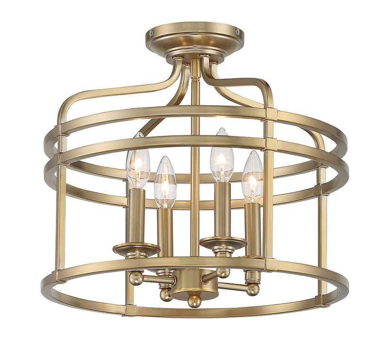 Minka-Lavery 1094-740 Four Light Semi Flush Mount, Brushed Honey Gold