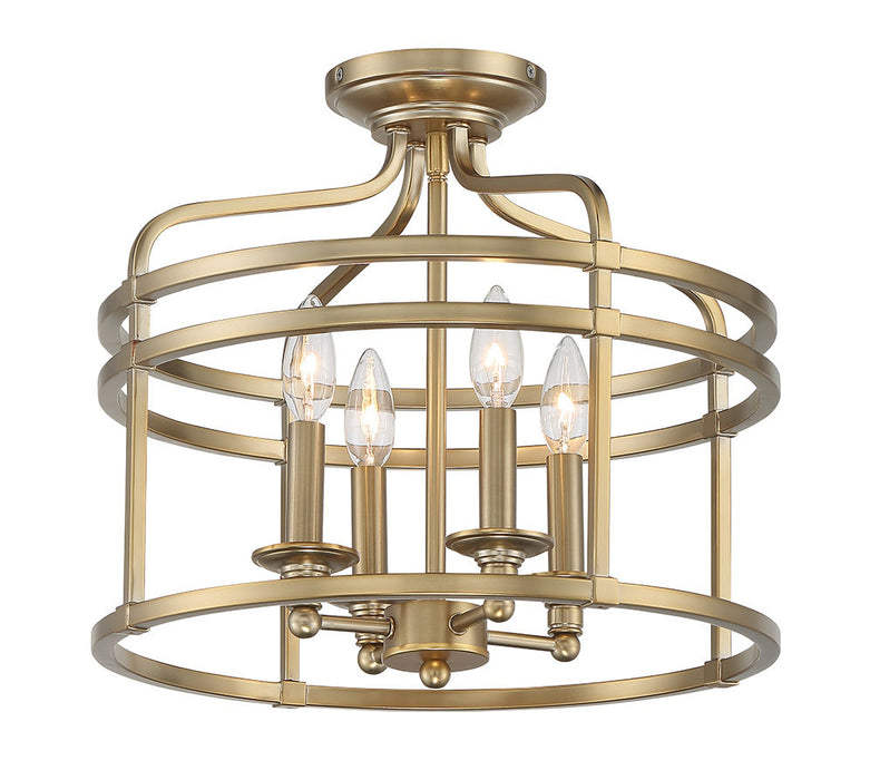 Minka-Lavery 1094-740 Four Light Semi Flush Mount, Brushed Honey Gold