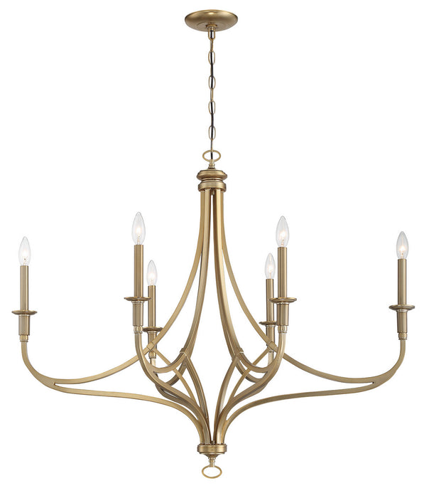 Minka-Lavery 1097-740 Six Light Chandelier, Brushed Honey Gold