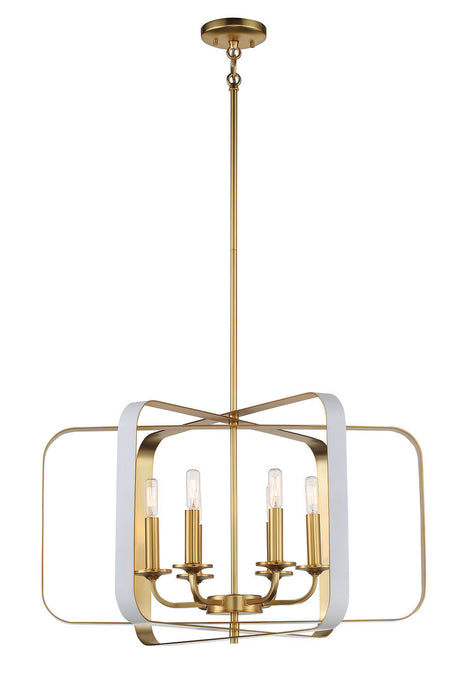 Minka-Lavery 1216-706 Six Light Pendant, Matte White W/ Honey Gold