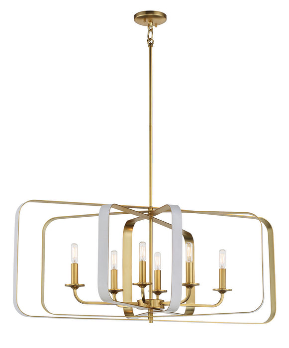 Minka-Lavery 1217-706 Six Light Pendant, Matte White W/ Honey Gold