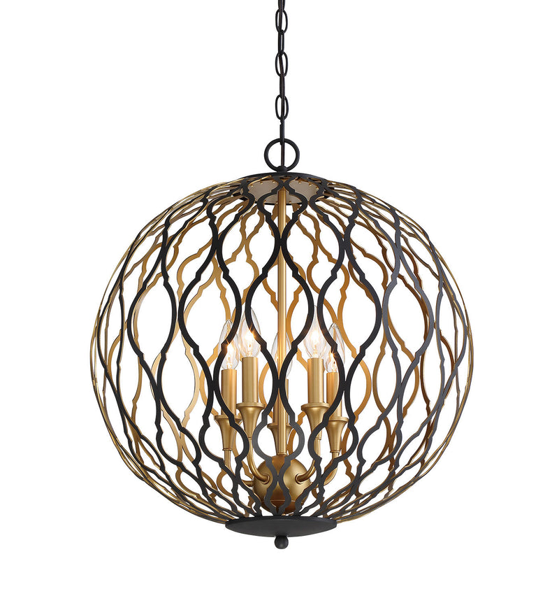Minka-Lavery 2405-680 Five Light Pendant, Sand Coal With Painted And Pla