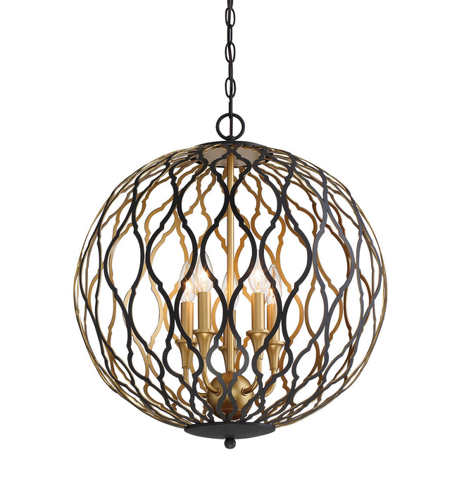 Minka-Lavery 2405-680 Five Light Pendant, Sand Coal With Painted And Pla