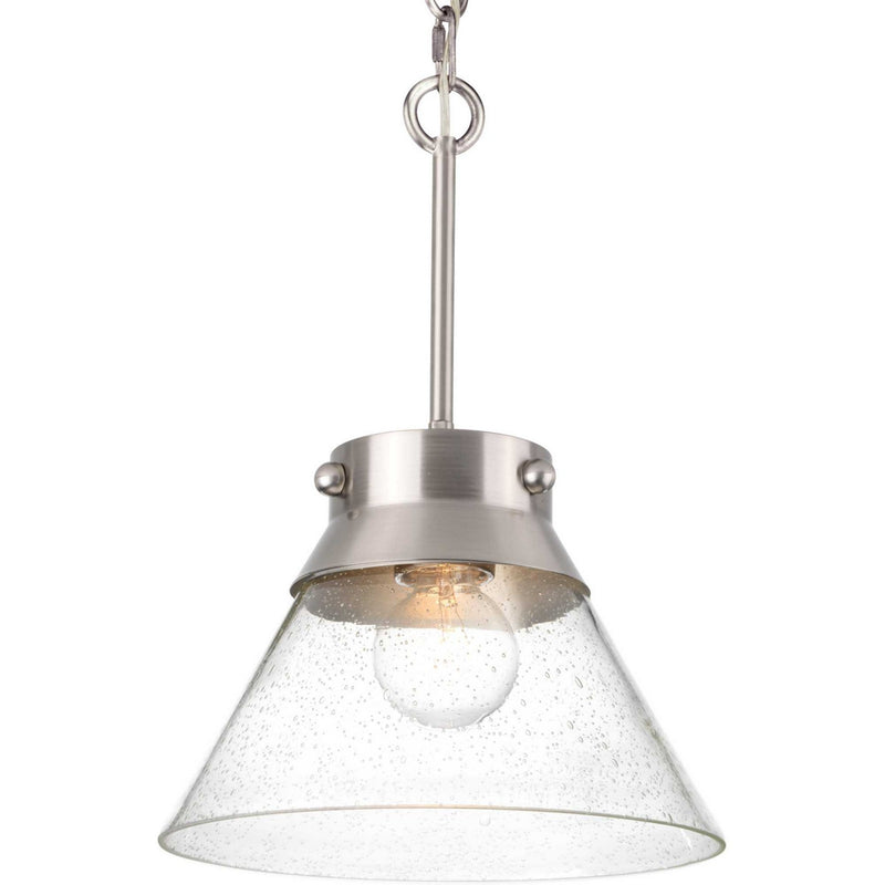 Progress Lighting P350139-009 One Light Semi Flush Mount, Brushed Nickel
