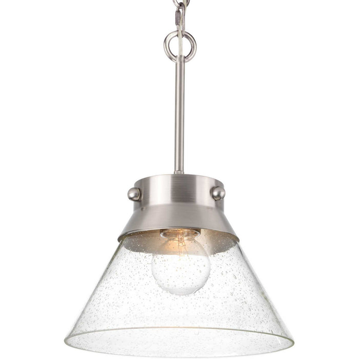 Progress Lighting P350139-009 One Light Semi Flush Mount, Brushed Nickel