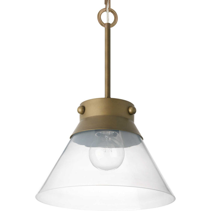 Progress Lighting P350139-161 One Light Semi Flush Mount, Aged Brass