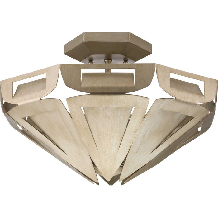 Progress Lighting P350140-134 Three Light Semi Flush Mount, Silver Ridge