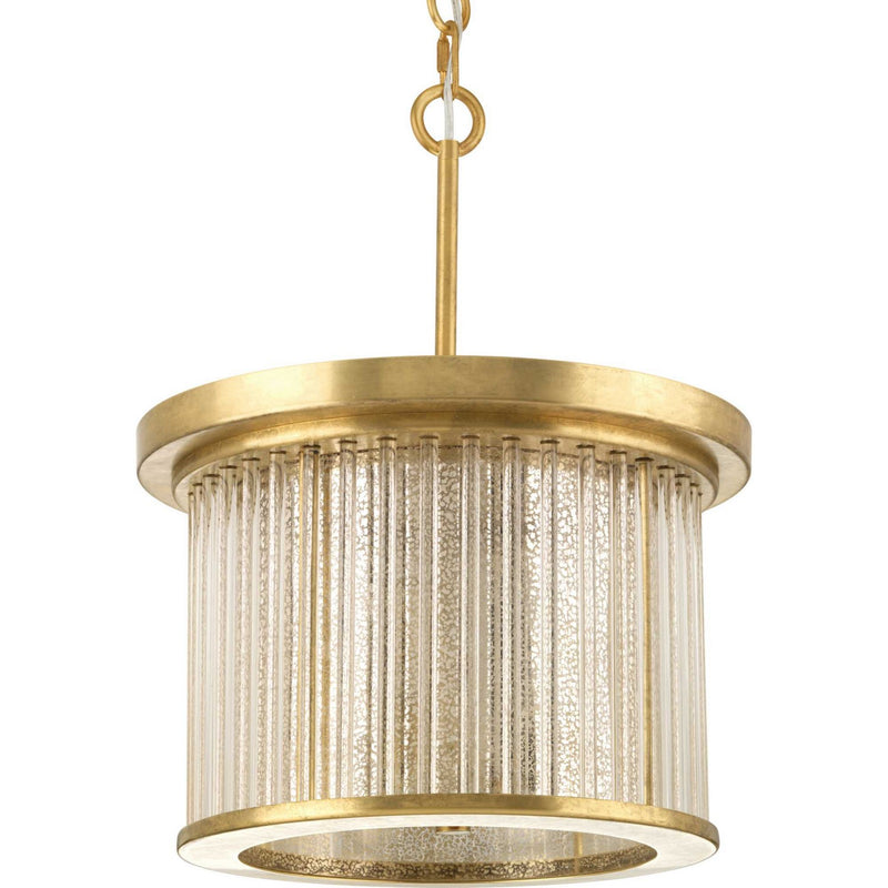 Progress Lighting P350142-160 Three Light Semi Flush Mount, Brushed Brass