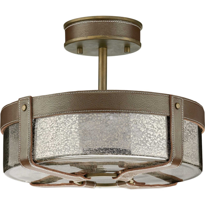 Progress Lighting P350143-161 Four Light Semi Flush Mount, Aged Brass