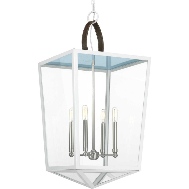 Progress Lighting P500196-030 Four Light Foyer Pendant, White