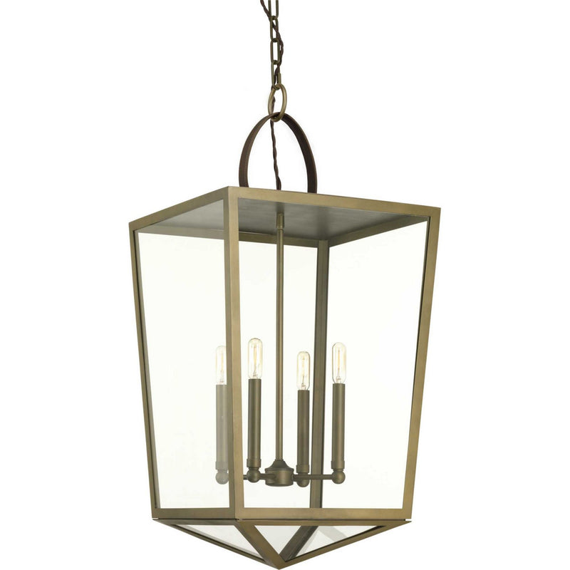 Progress Lighting P500196-161 Four Light Foyer Pendant, Aged Brass