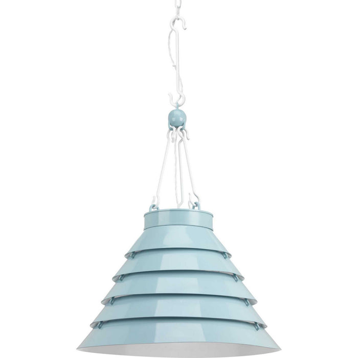 Progress Lighting P500200-162 Three Light Pendant, Matte Blue Enamel