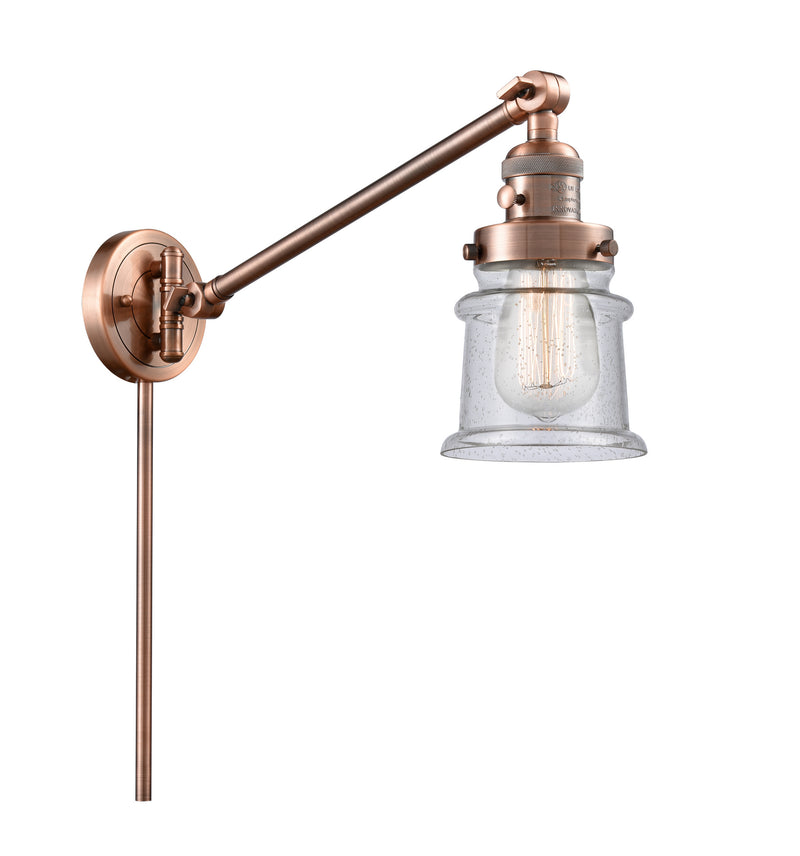 Innovations 237-AC-G184S One Light Swing Arm Lamp, Antique Copper