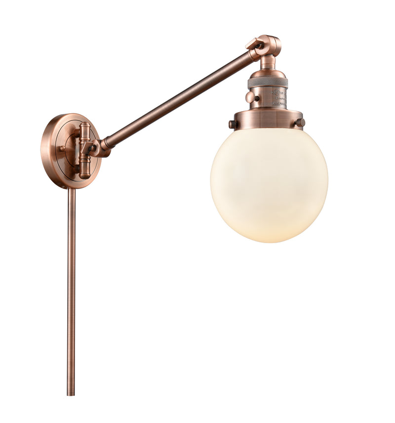 Innovations 237-AC-G201-6 One Light Swing Arm Lamp, Antique Copper