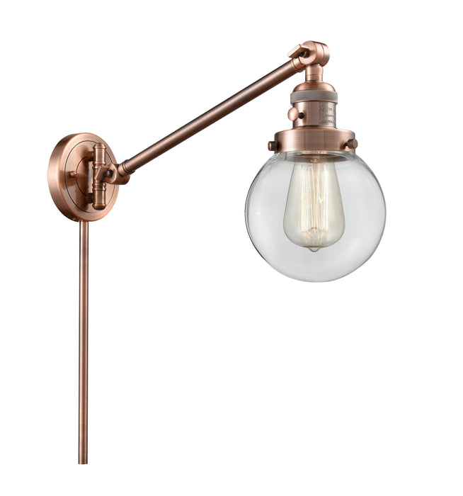 Innovations 237-AC-G202-6 One Light Swing Arm Lamp, Antique Copper