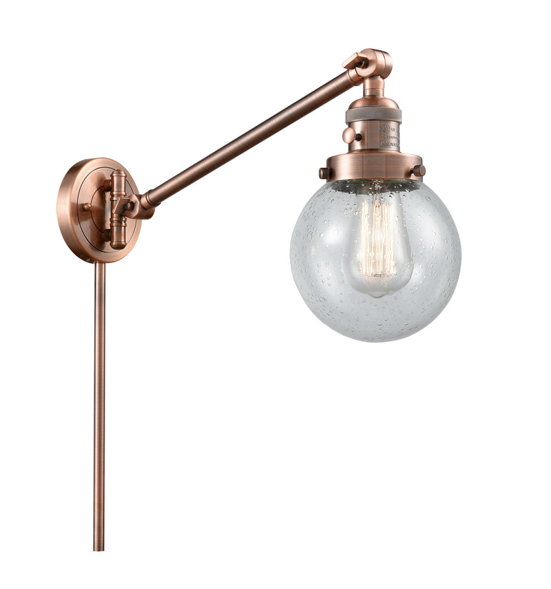 Innovations 237-AC-G204-6 One Light Swing Arm Lamp, Antique Copper