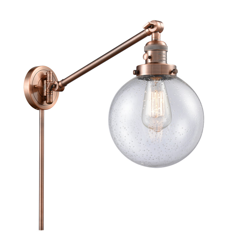 Innovations 237-AC-G204-8 One Light Swing Arm Lamp, Antique Copper