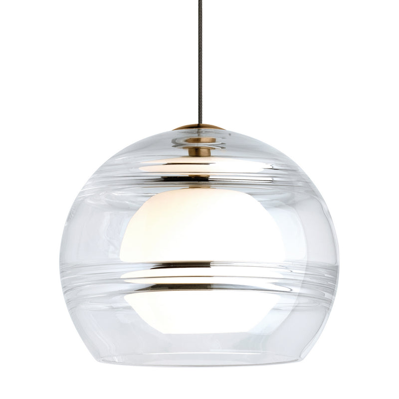 Visual Comfort Modern 700MOSDNCR One Light Pendant, Aged Brass