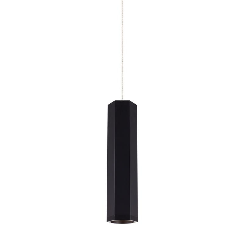 Visual Comfort Modern 700MPBLKSBS One Light Pendant, Matte Black/Satin Nickel