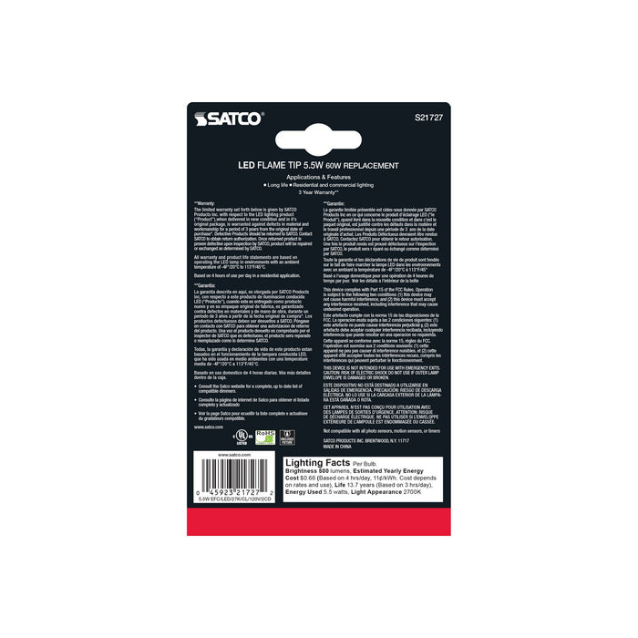 Satco S21727 Light Bulb, Clear