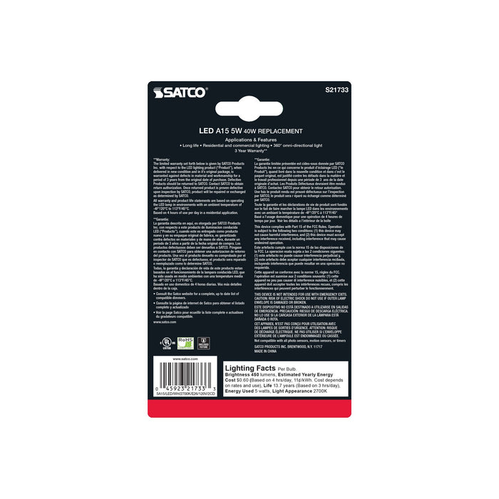 Satco S21733 Light Bulb, White