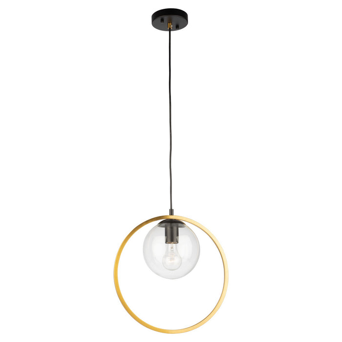 Artcraft AC10890VB One Light Pendant, Black & Vintage Brass