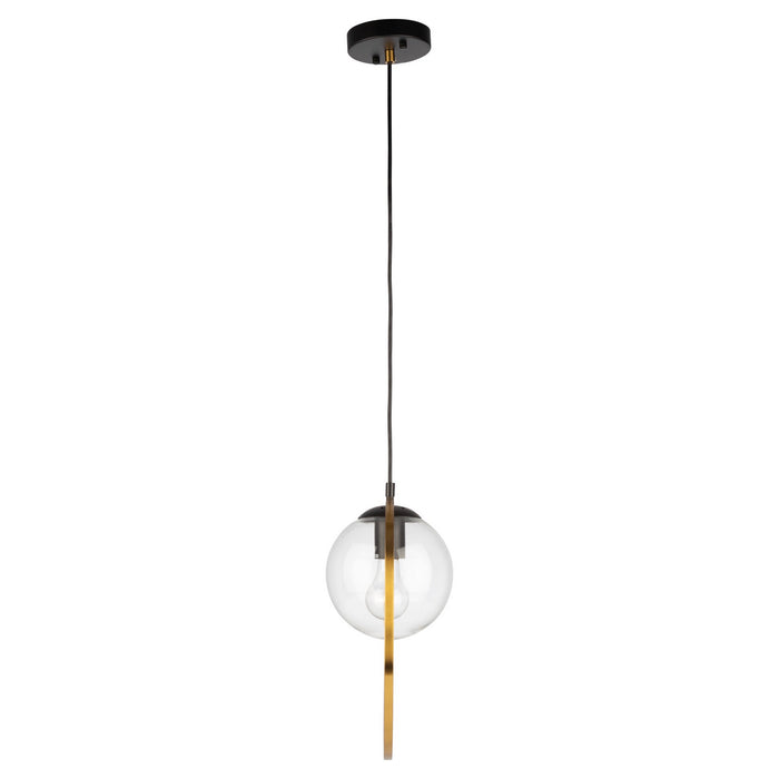 Artcraft AC10890VB One Light Pendant, Black & Vintage Brass