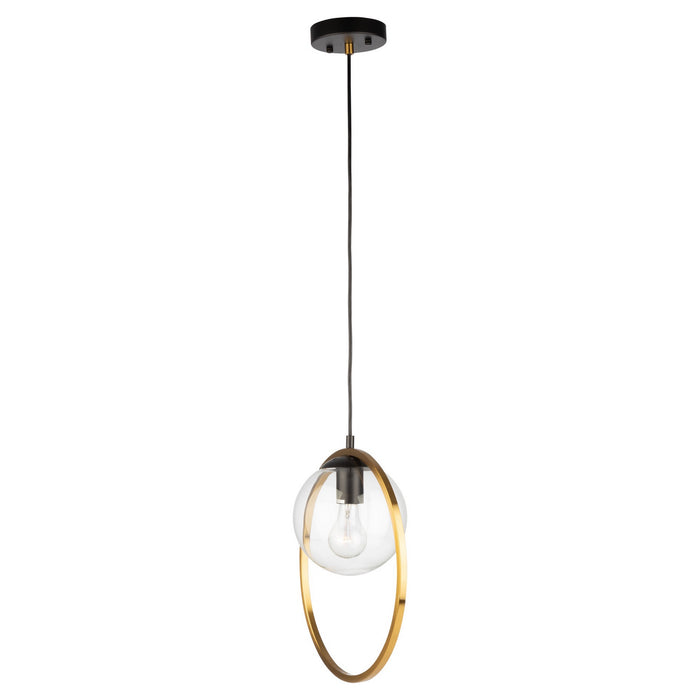 Artcraft AC10890VB One Light Pendant, Black & Vintage Brass