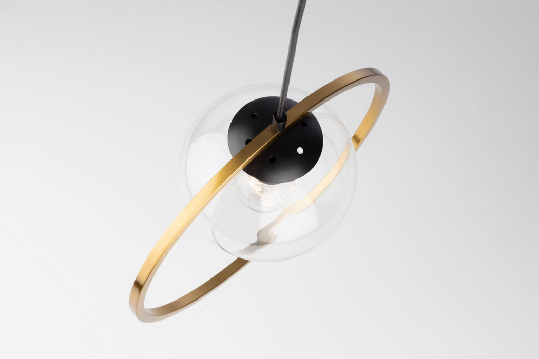 Artcraft AC10890VB One Light Pendant, Black & Vintage Brass
