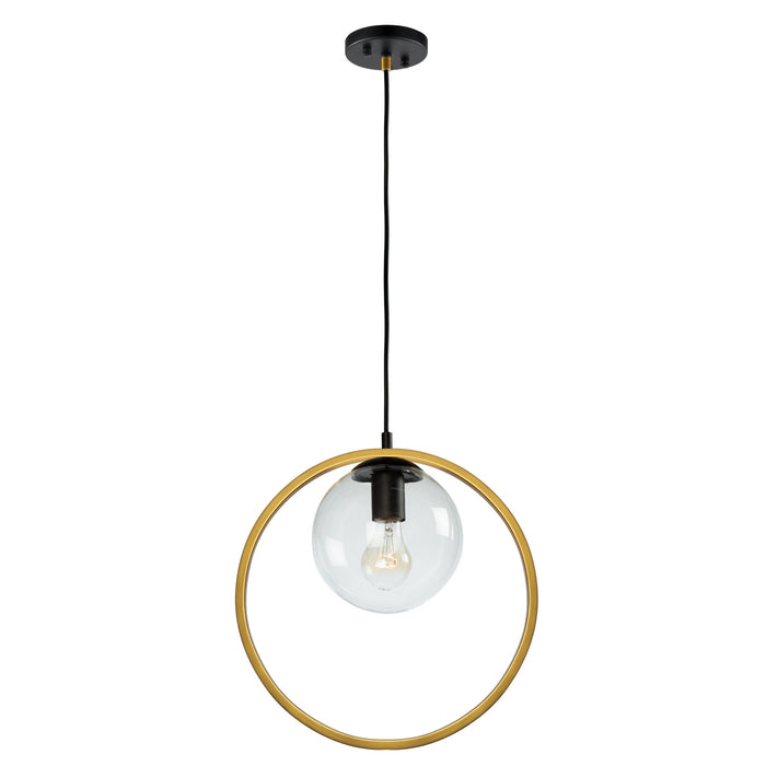 Artcraft AC10890VB One Light Pendant, Black & Vintage Brass