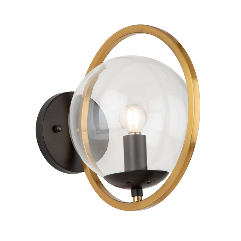 Artcraft AC10891VB One Light Wall Sconce, Black & Vintage Brass