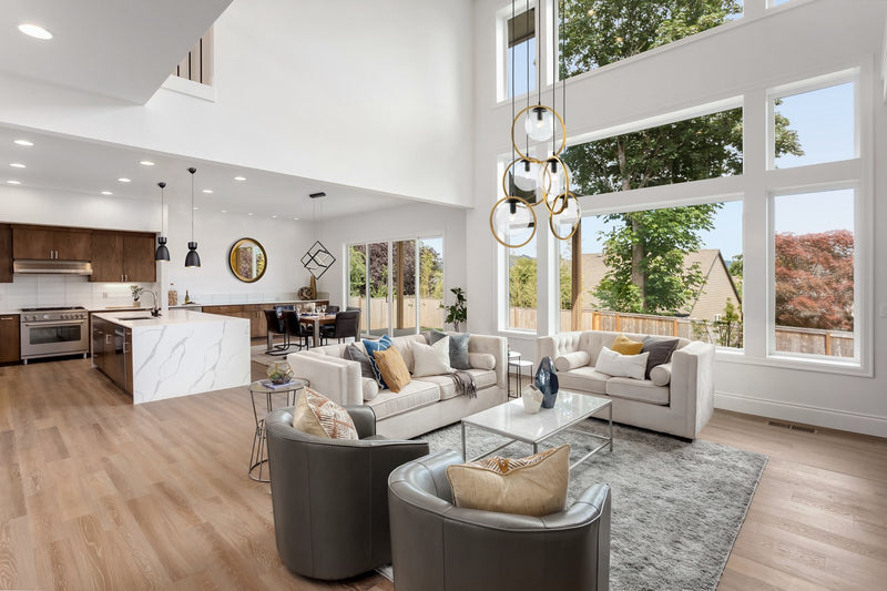 Artcraft AC10895VB Five Light Pendant, Black & Vintage Brass