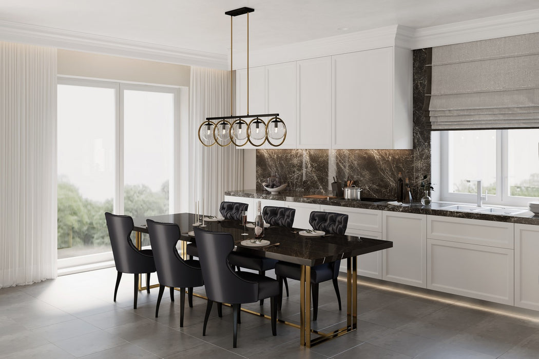 Artcraft AC10896VB Five Light Island Pendant, Black & Vintage Brass