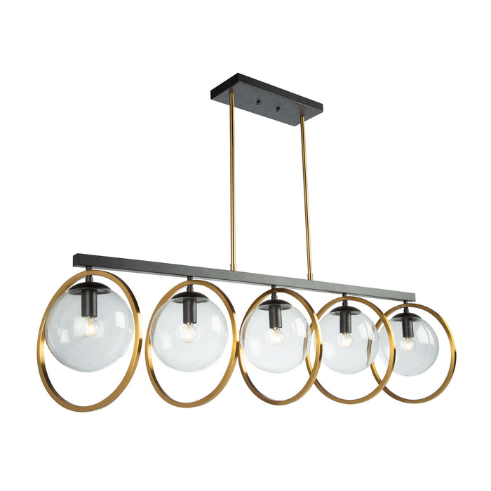 Artcraft AC10896VB Five Light Island Pendant, Black & Vintage Brass