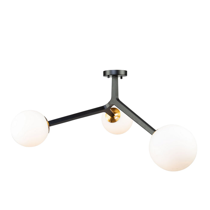 Artcraft AC10973VB Three Light Pendant, Black & Harvest Brass