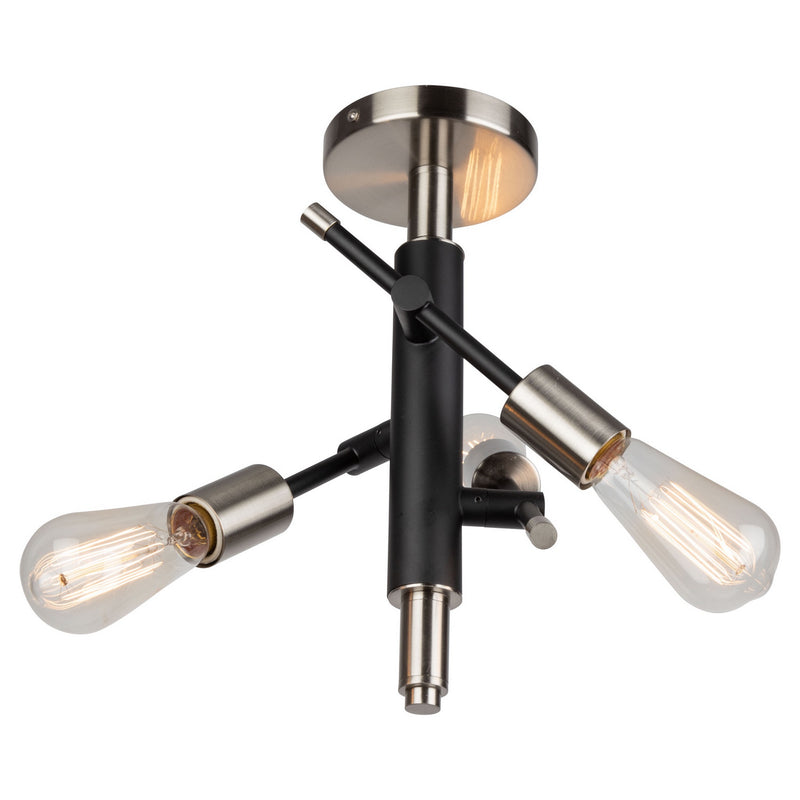 Artcraft AC11251NB Three Light Semi Flush Mount, Black & Brushed Nickel