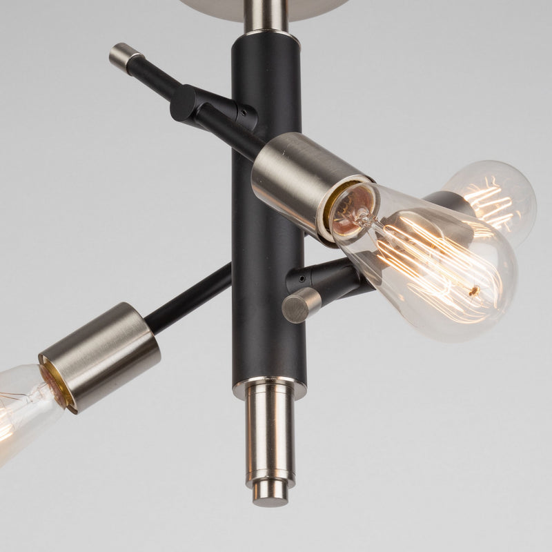 Artcraft AC11251NB Three Light Semi Flush Mount, Black & Brushed Nickel