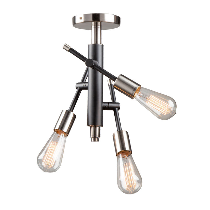 Artcraft AC11251NB Three Light Semi Flush Mount, Black & Brushed Nickel