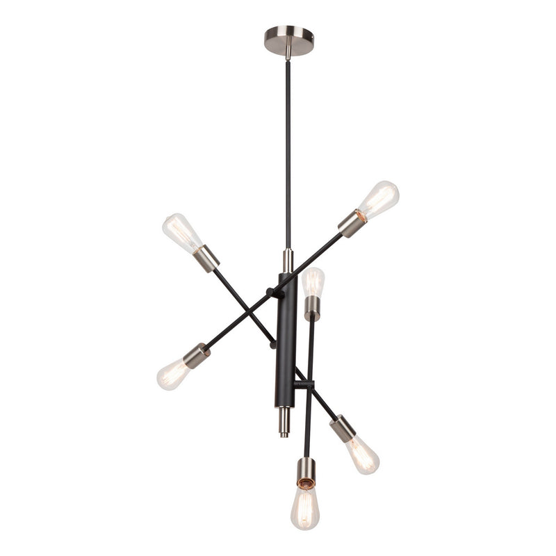 Artcraft AC11252NB Six Light Pendant, Black & Brushed Nickel