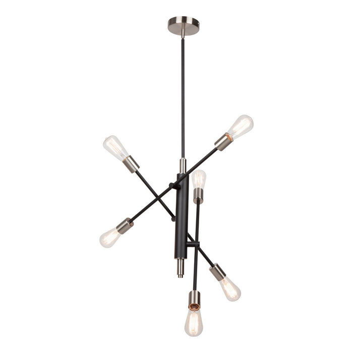 Artcraft AC11252NB Six Light Pendant, Black & Brushed Nickel